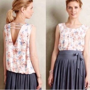 Meadow Rue Pink Open Back Floral Top - Size Medium